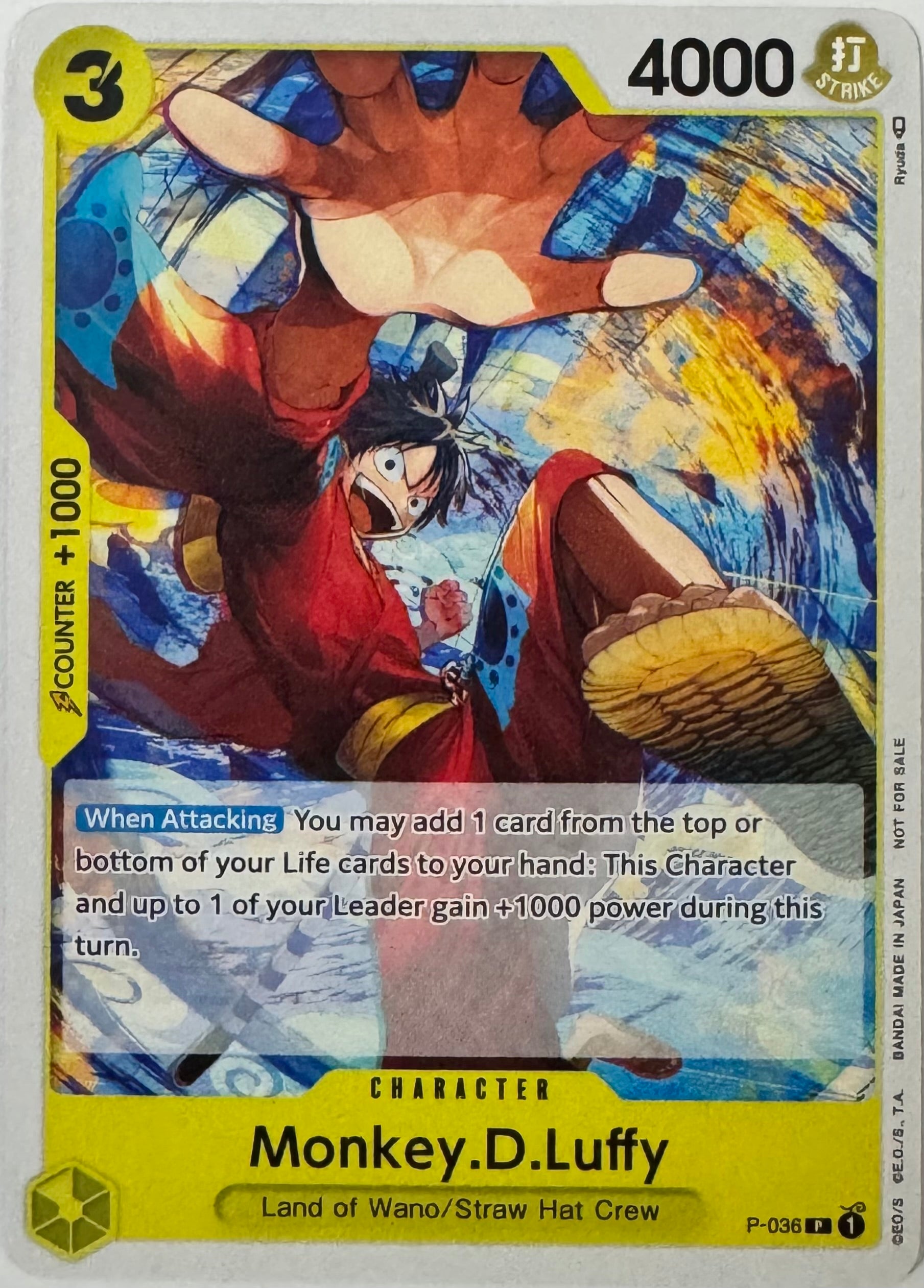 One Piece Tcg Monkey.D.Luffy P-036 Promo