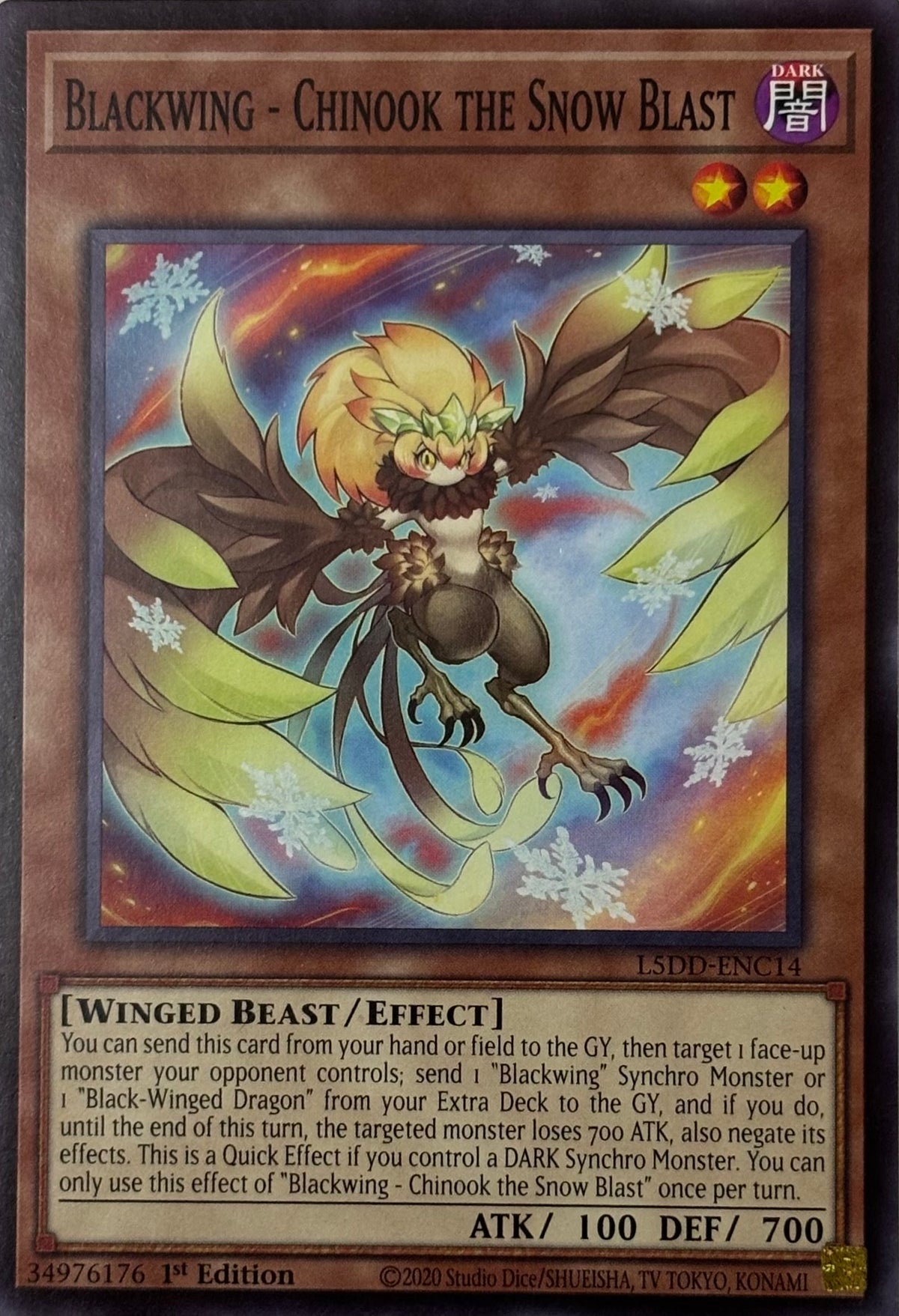 Yugioh! Blackwing - Chinook The Snow Blast L5dd-enc14 1st edition