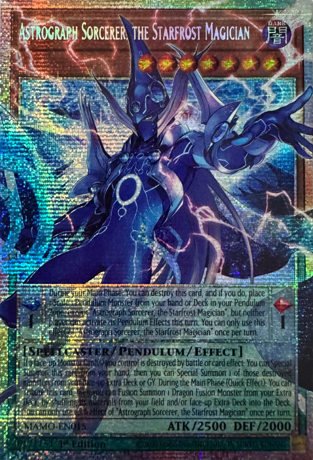 Yugioh! Astrograph Sorcerer The Starfrost Magician Mamo-en015 1st Edition Starlight (Extended Art)