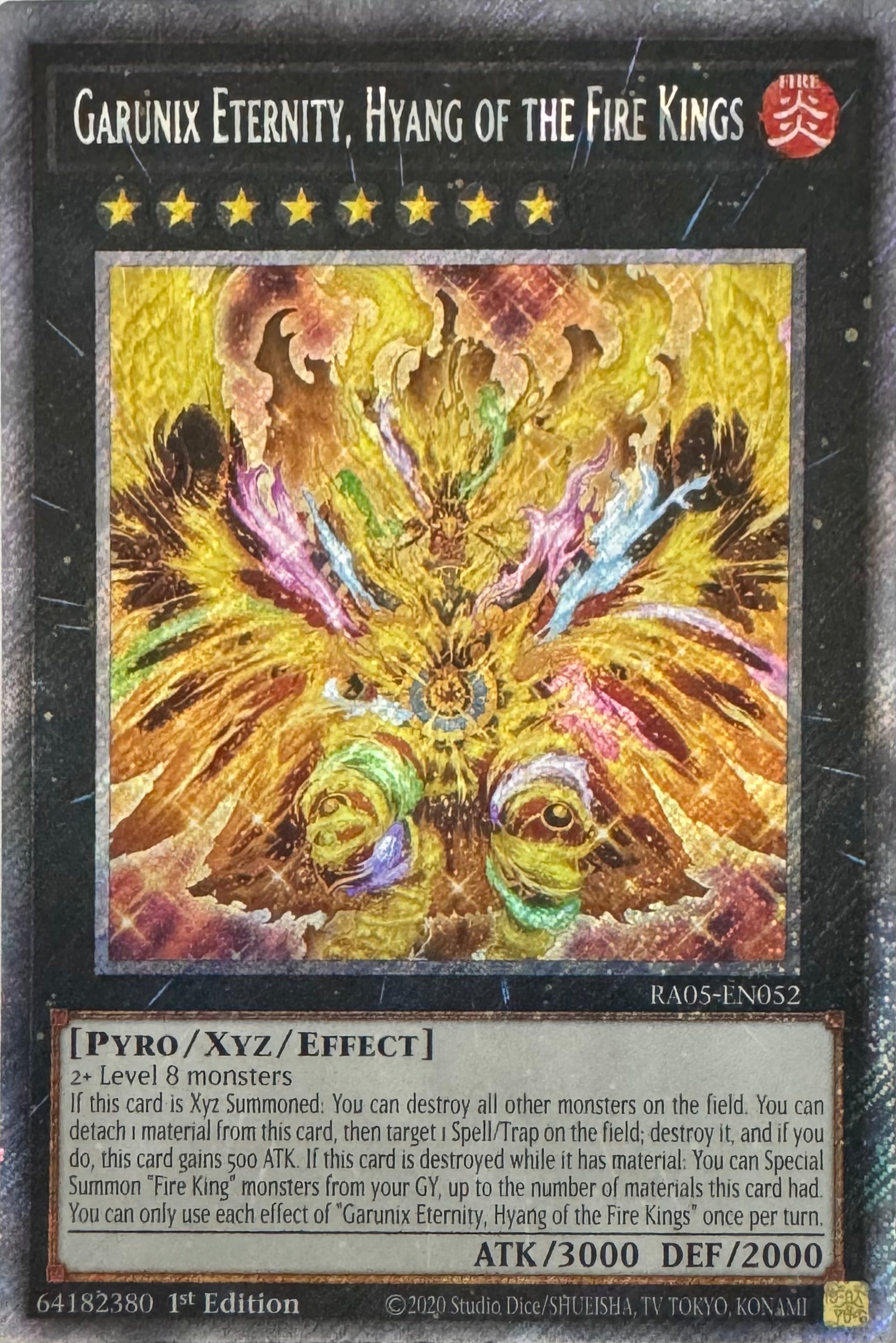 Yugioh! Garunix Eternity, Hyang Of The Fire Kings Ra05-en052 1st Edition Platinum