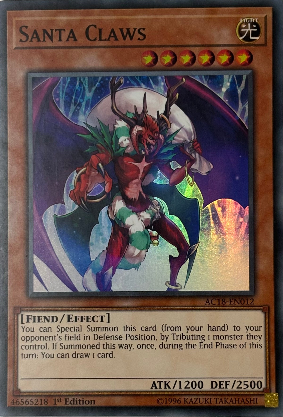 Yugioh! Santa Claws Ac18-en012 1st edition Super