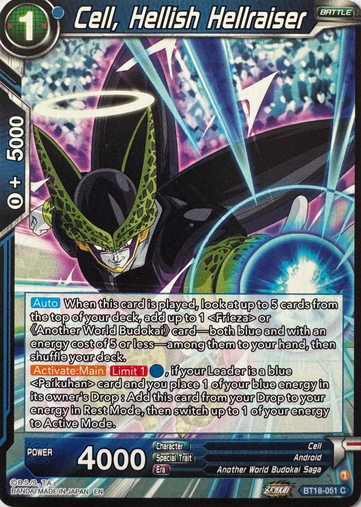 Dragon Ball Tcg Cell, Hellish Hellraiser Bt18-051