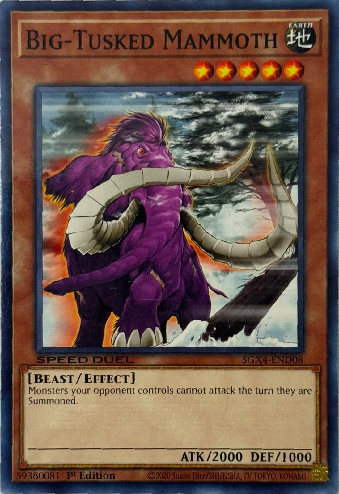 Yugioh! Big-Tusked Mammoth Sgx4-end08 1st edition Speed Duel