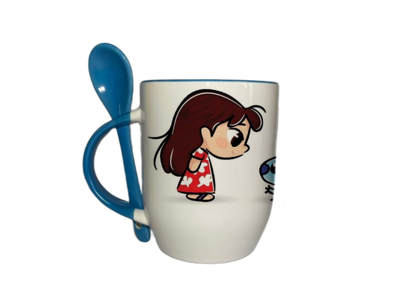 Taza Con Cuchara Azul Celeste Lilo, Lilo y Stitch