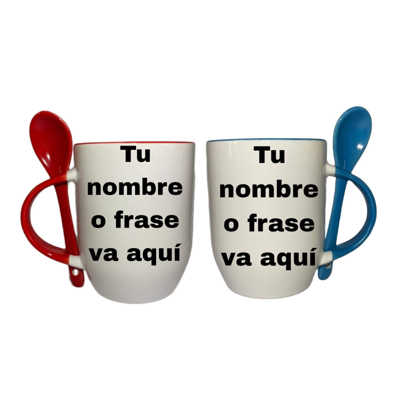 Tazas En Pareja Con Cuchara Bubu y Dudu Muñecos De Nieve