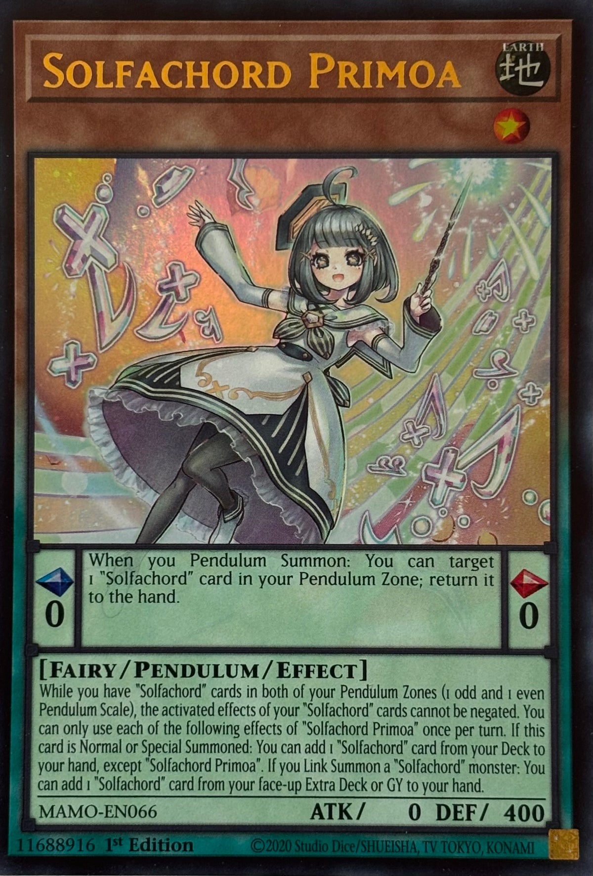 Yugioh! Solfachord Primoa Mamo-en066 1st edition Ultra rare