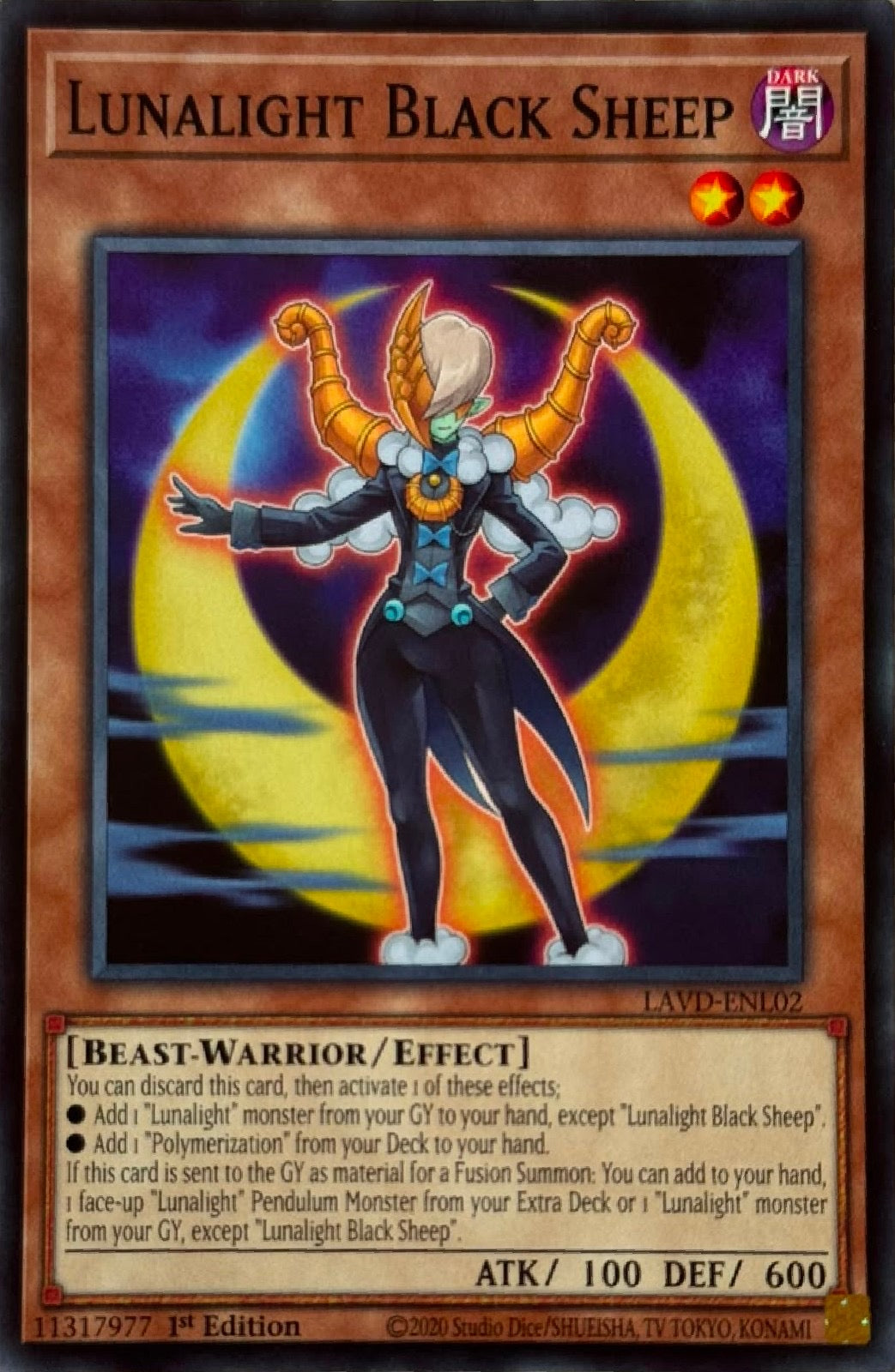Yugioh! Lunalight Black Sheep Lavd-enl02 1st edition