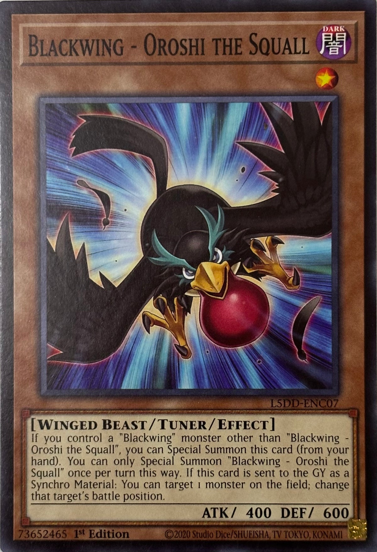 Yugioh! Blackwing - Oroshi The Squall L5dd-enc07 1st edition