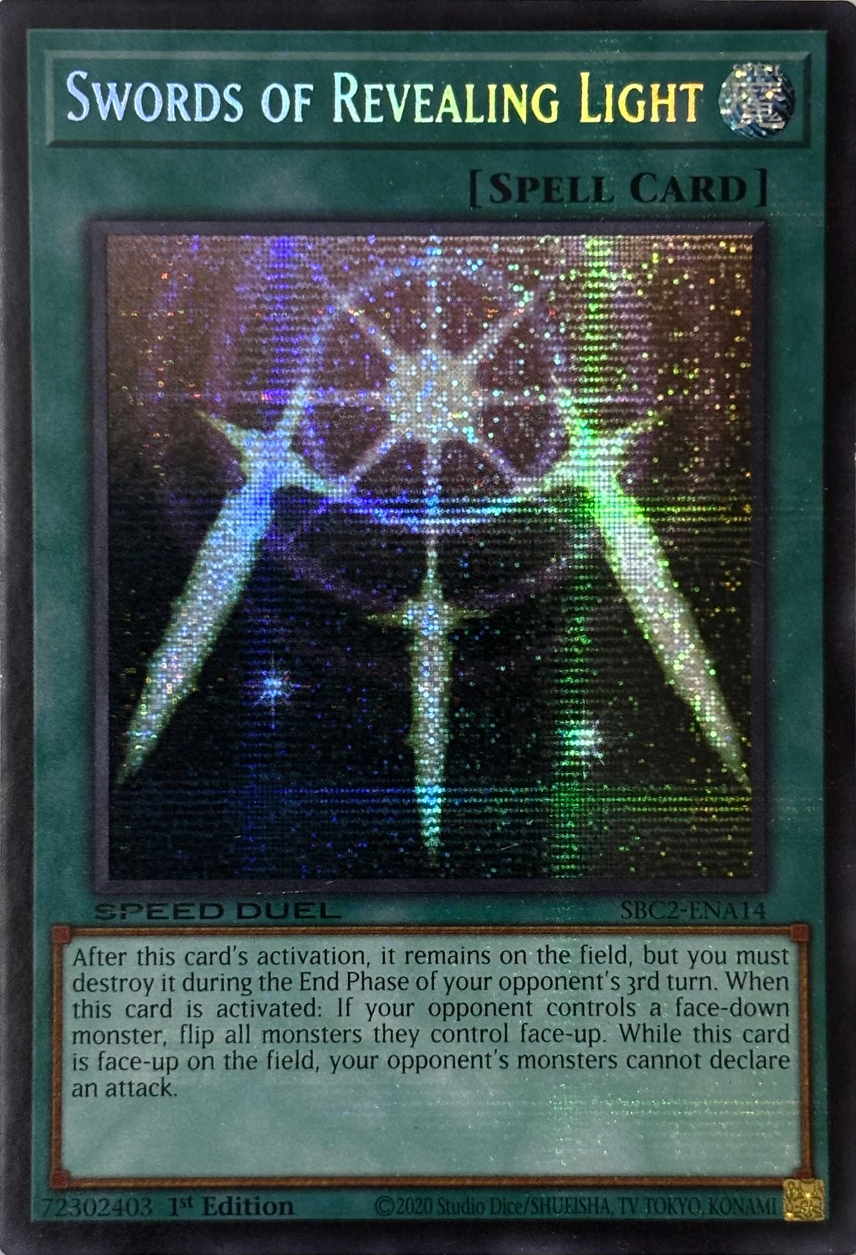 Yugioh! Swords Of Revealing Light Sbc2-ena14 1st edition Speed Duel Prismatic rare