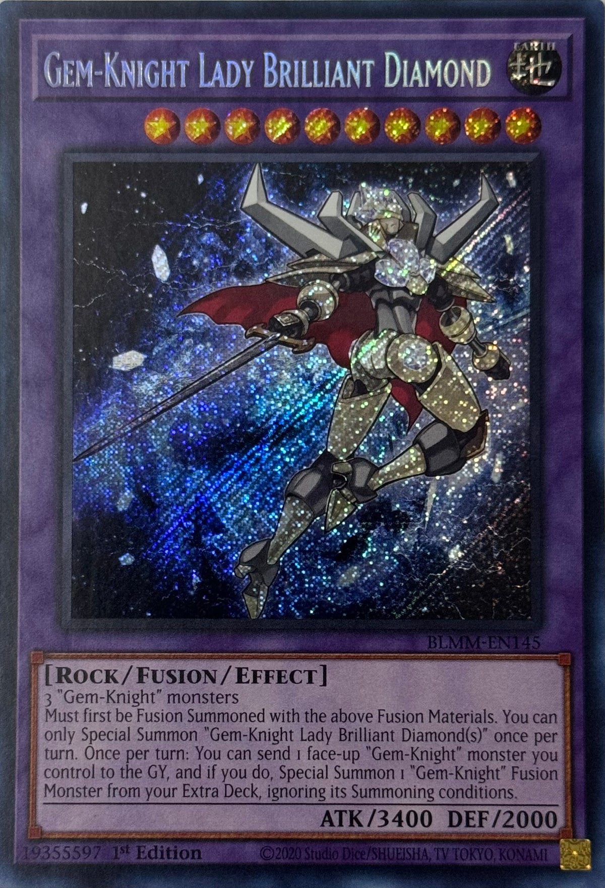 Yugioh! Gem-Knight Lady Brilliant Diamond Blmm-en145 Secret rare