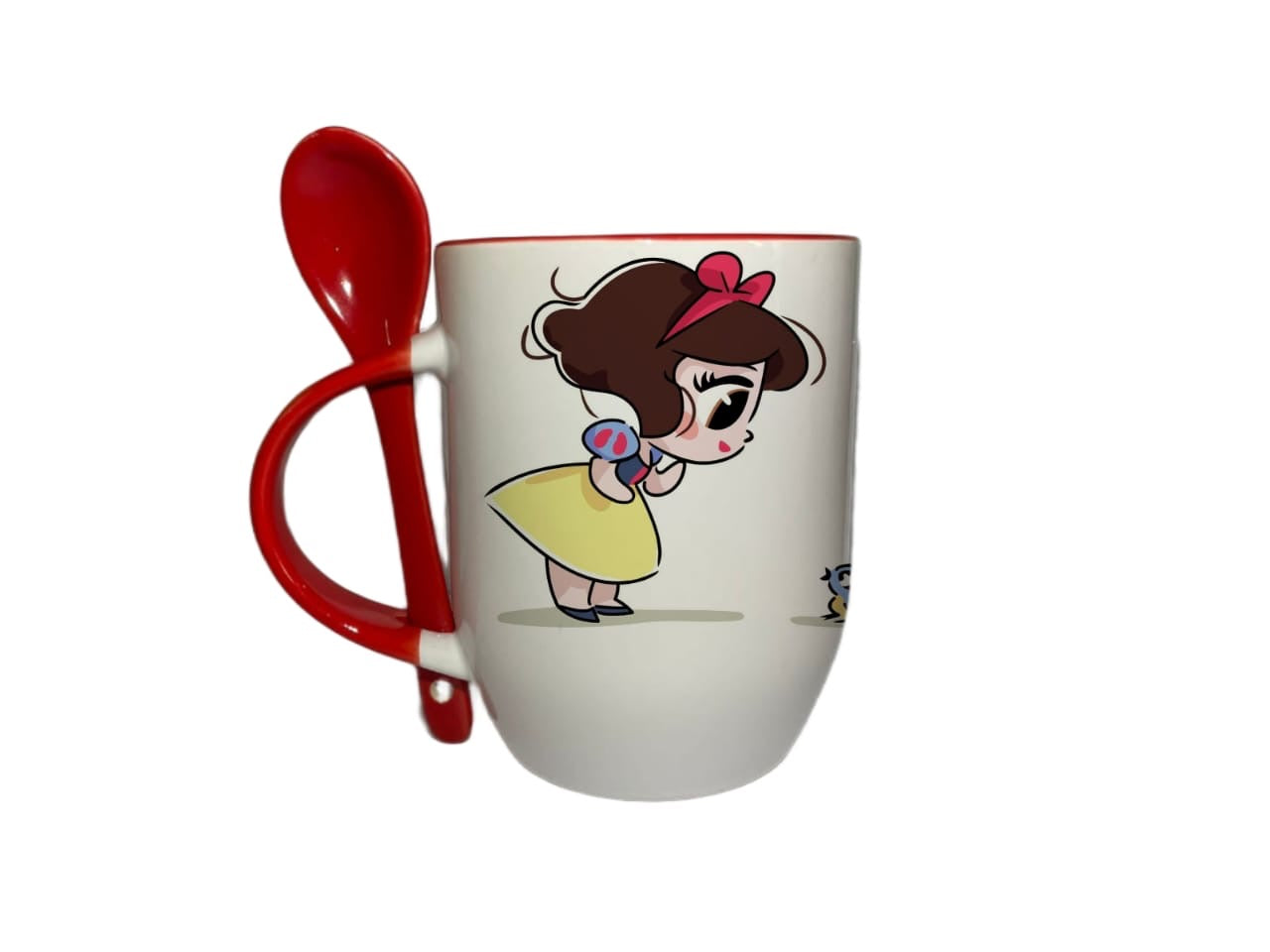 Taza Con Cuchara Rojo Princesa Blanca Nieves