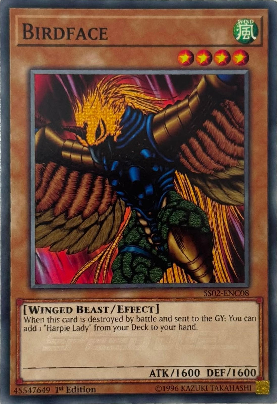 Yugioh! Birdface Ss02-enc08 1st edition Speed Duel