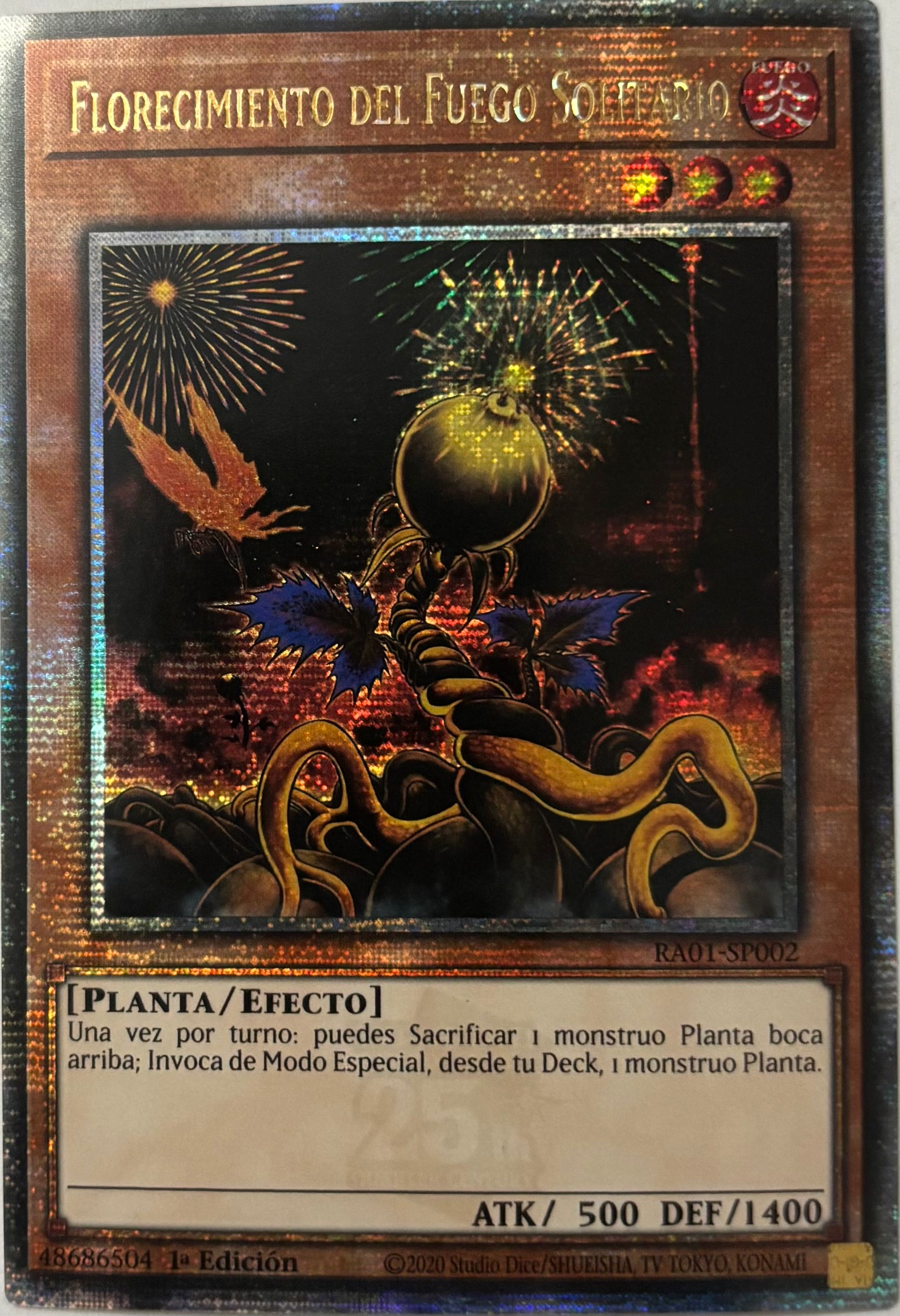 Yugioh! Florecimiento Del Fuego Solitario Ra01-Sp002 1st Edition Quarter