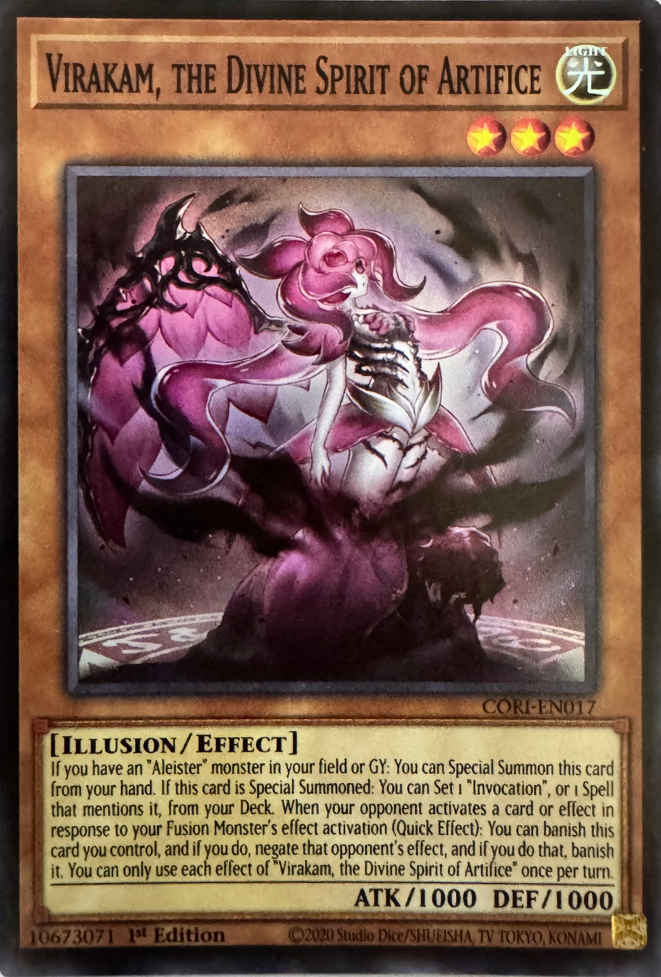 Yugioh! Virakam, The Divine Spirit Of Artifice Cori-en017 1st Edition Super