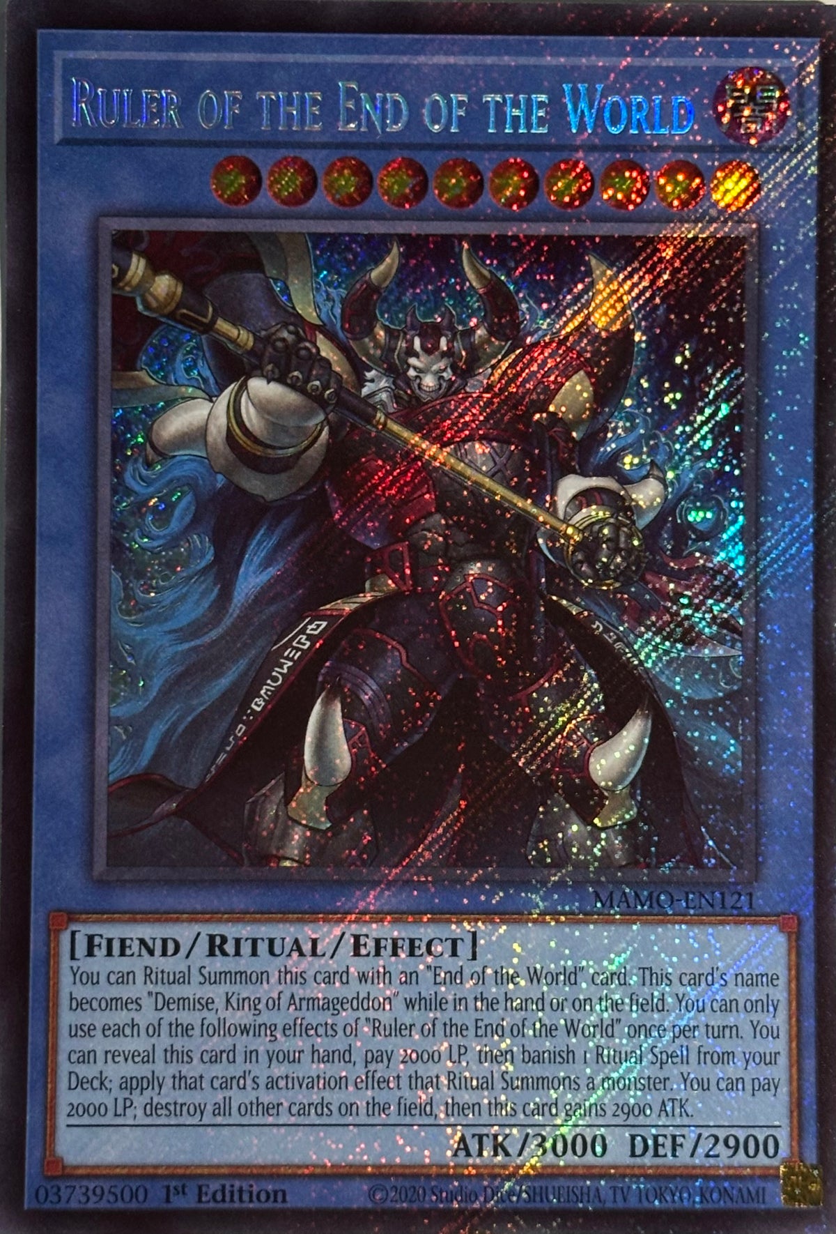 Yugioh! Ruler Of The End Of The World Mamo-en121 1st edition Secret rare