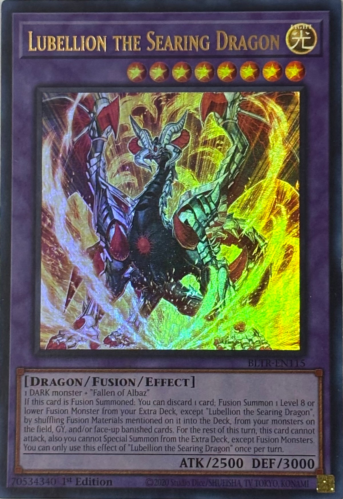 Yugioh! Lubellion The Searing Dragon Bltr-en115 1st edition Ultra rare