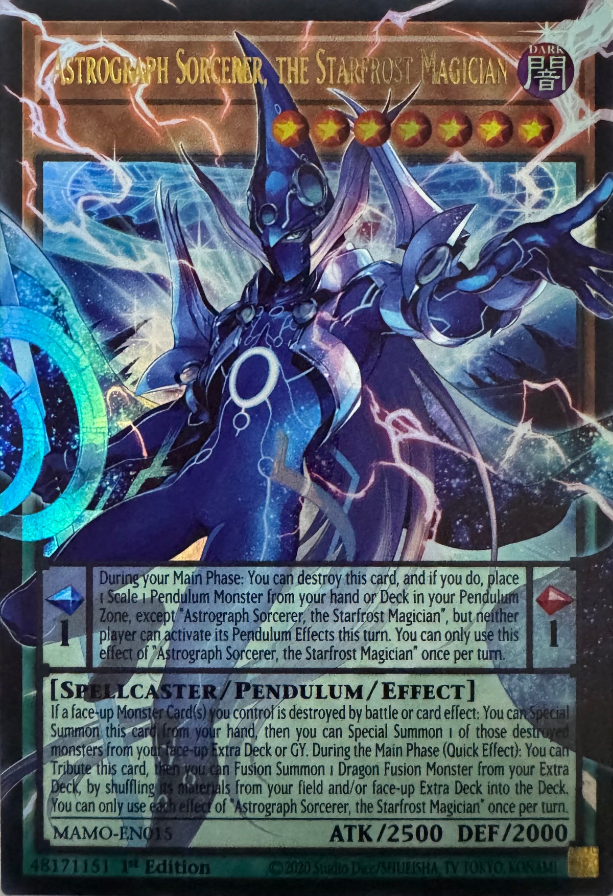 Yugioh! Astrograph Sorcerer, The Starfrost Magician Mamo-en015 1st Edition Ultra Rare (Extended Art)