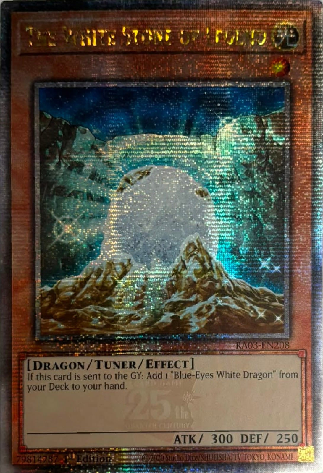 Yugioh! The White Stone Of Legend Ra03-en208 1st Edition Quarter Century