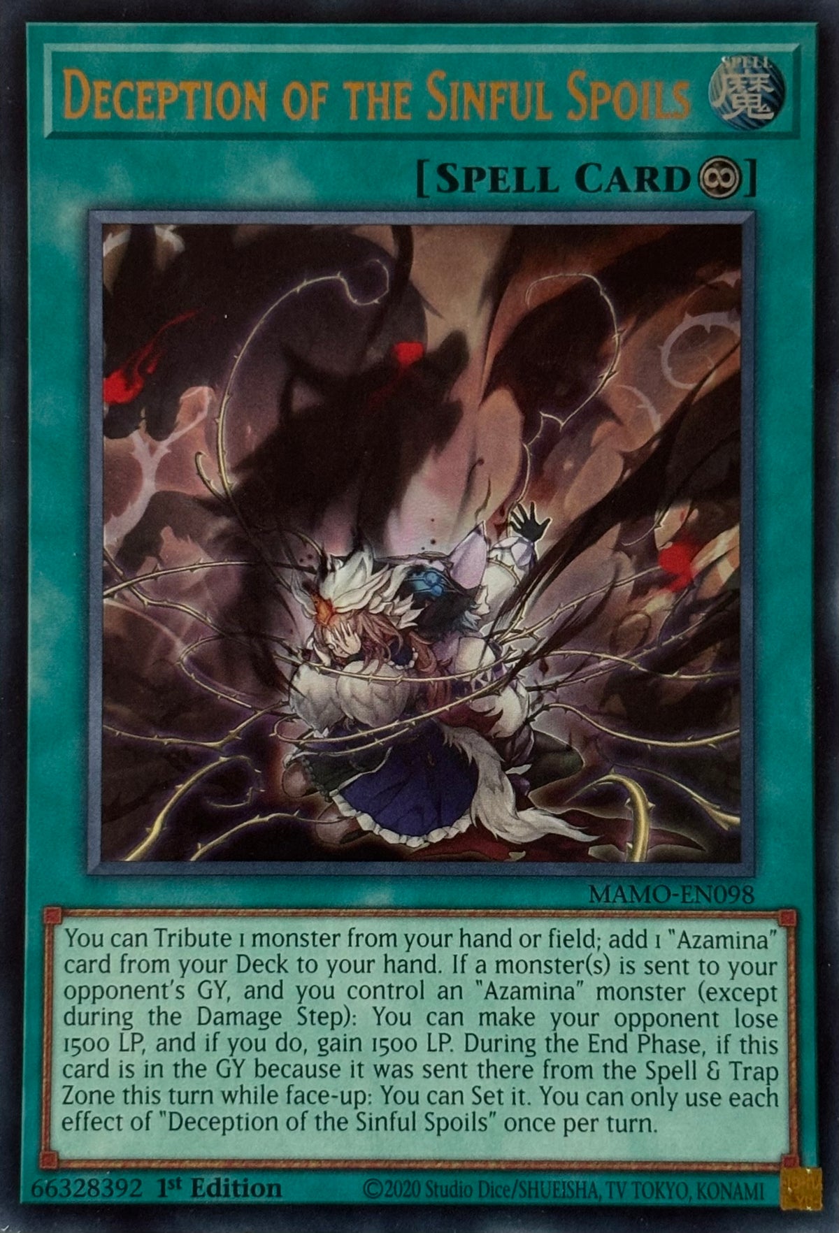 Yugioh! Deception Of The Sinful Spoils Mamo-en098 1st edition Ultra rare