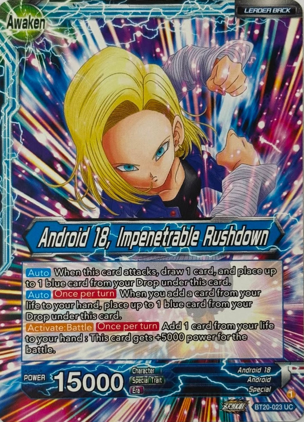 Dragon Ball Tcg Android 18 - Impenetrable Rushdown Bt20-033