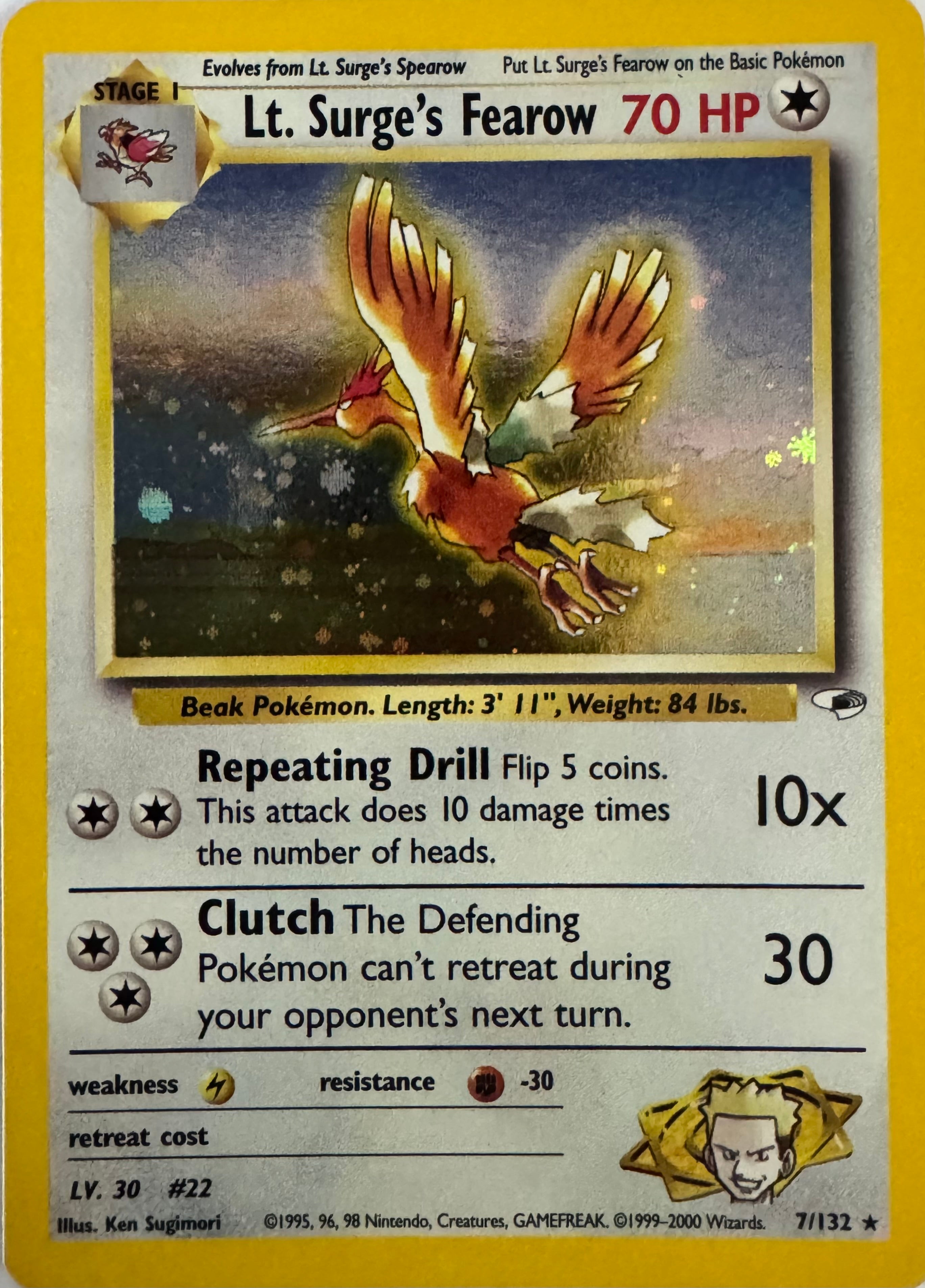 Pokemon Tcg Lt. Surge’s Fearow 7/132 Holo