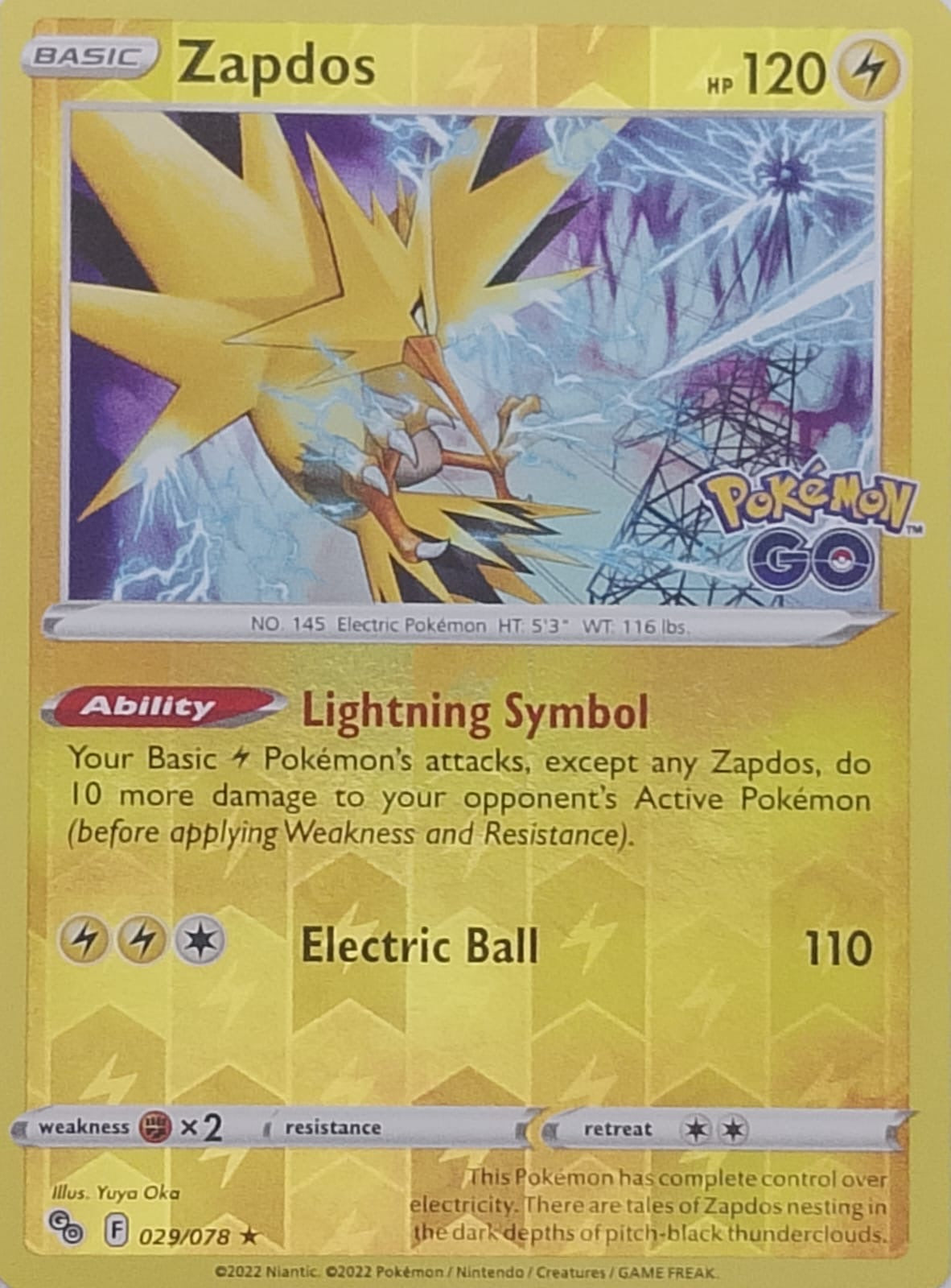 Pokemon Tcg Zapdos 029/078 reverse