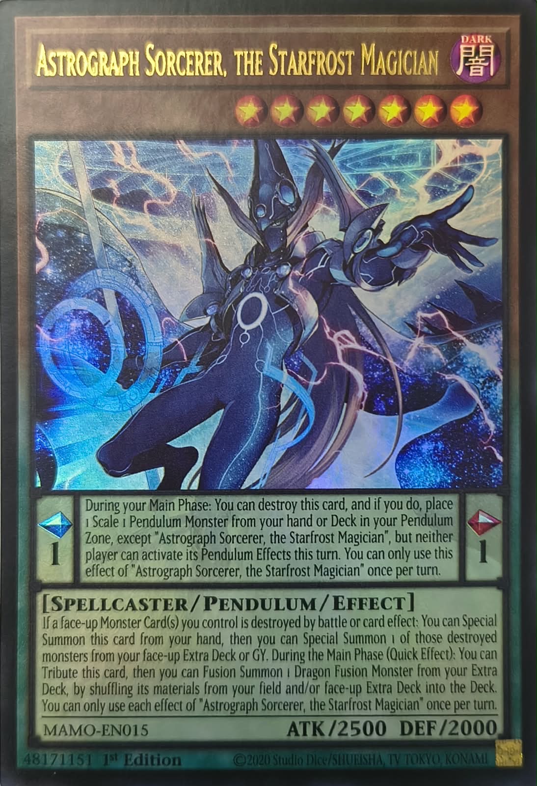 Yugioh! Astrograph Sorcerer, The Starfrost Magician Mamo-en015 1st Edition Ultra Rare