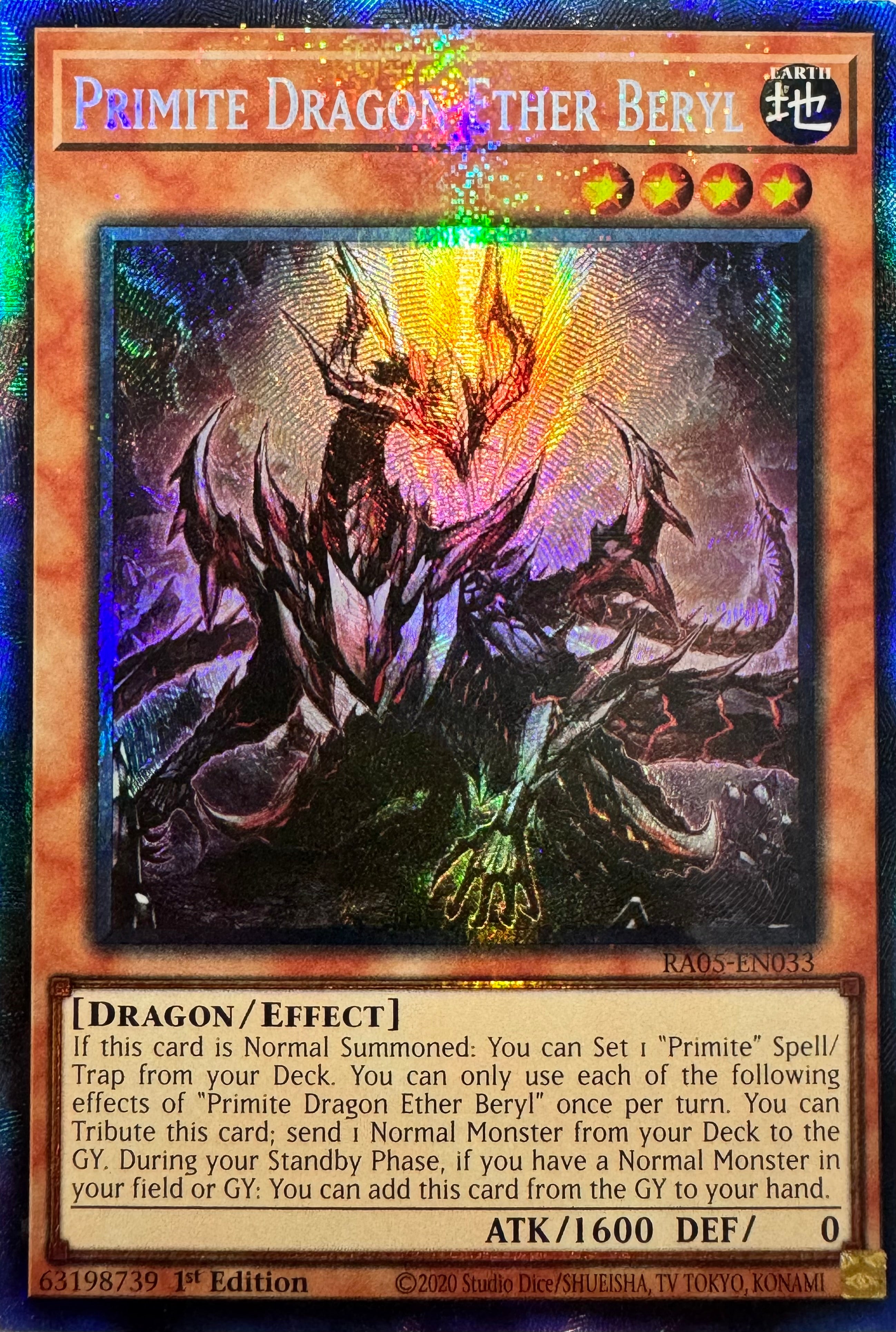 Yugioh! Primite Dragon Ether Beryl Ra05-en033 1st Edition Collector
