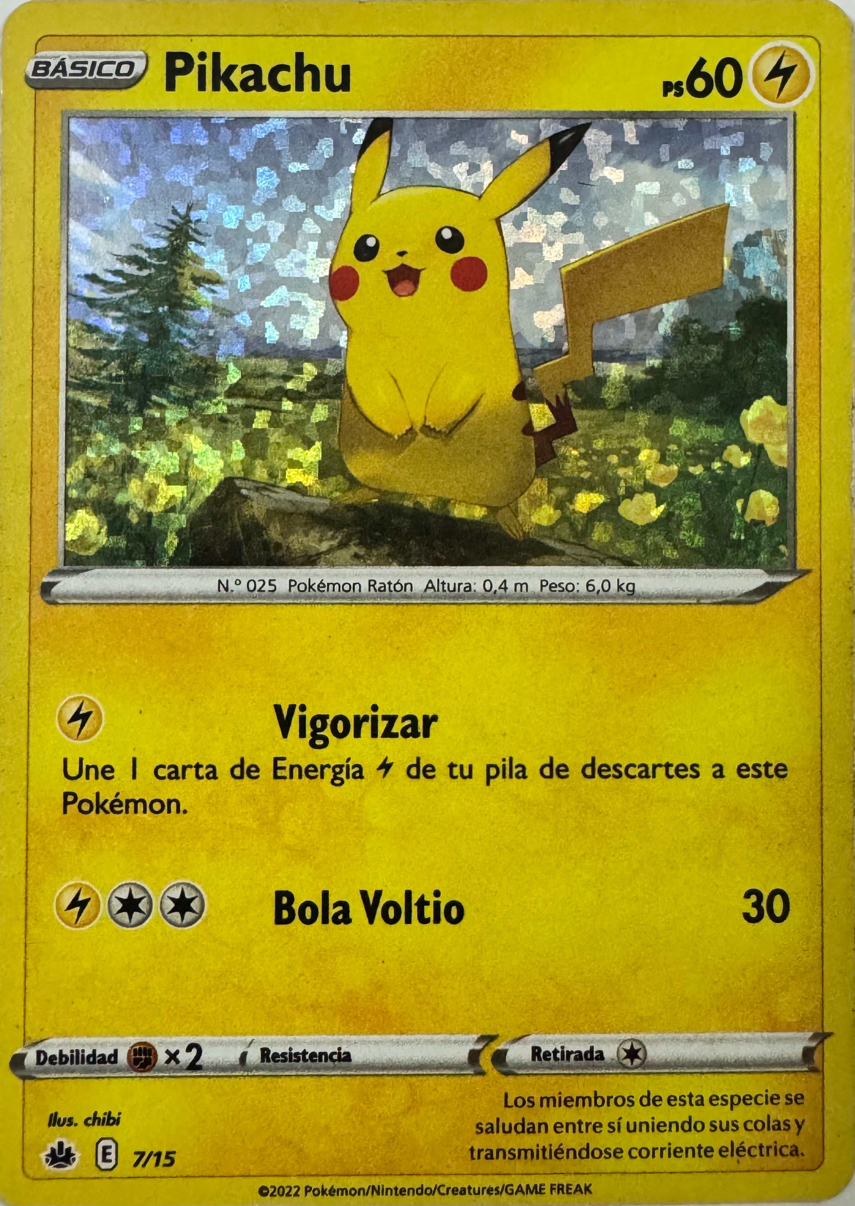 Pokemon Tcg Pikachu 7/15 Holo (Español)