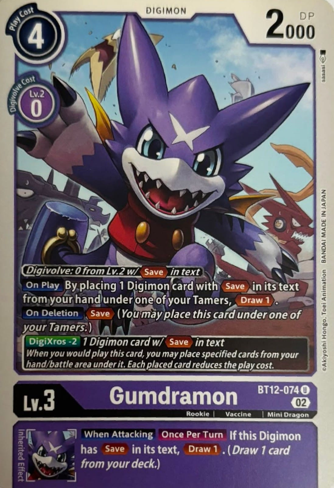 Digimon Tcg Gumdramon Bt12-074