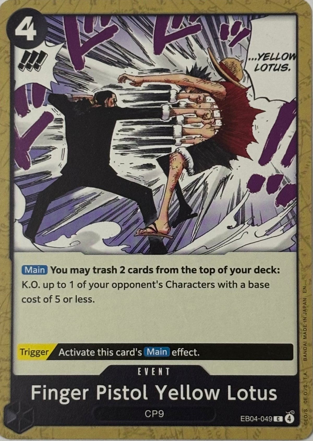 One Piece Tcg Finger Pistol Yellow Lotus Eb04-049