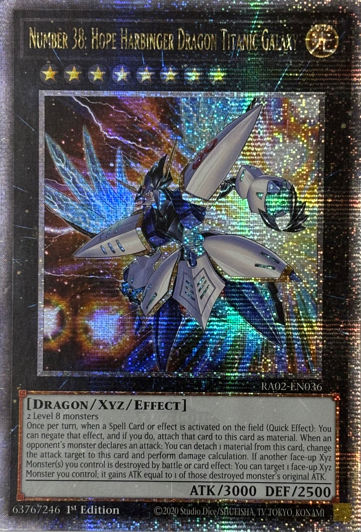 Yugioh! Number 38: Hope Harbinger Dragon Titanic Galaxy Ra02-en036 1st edition Quarter Century