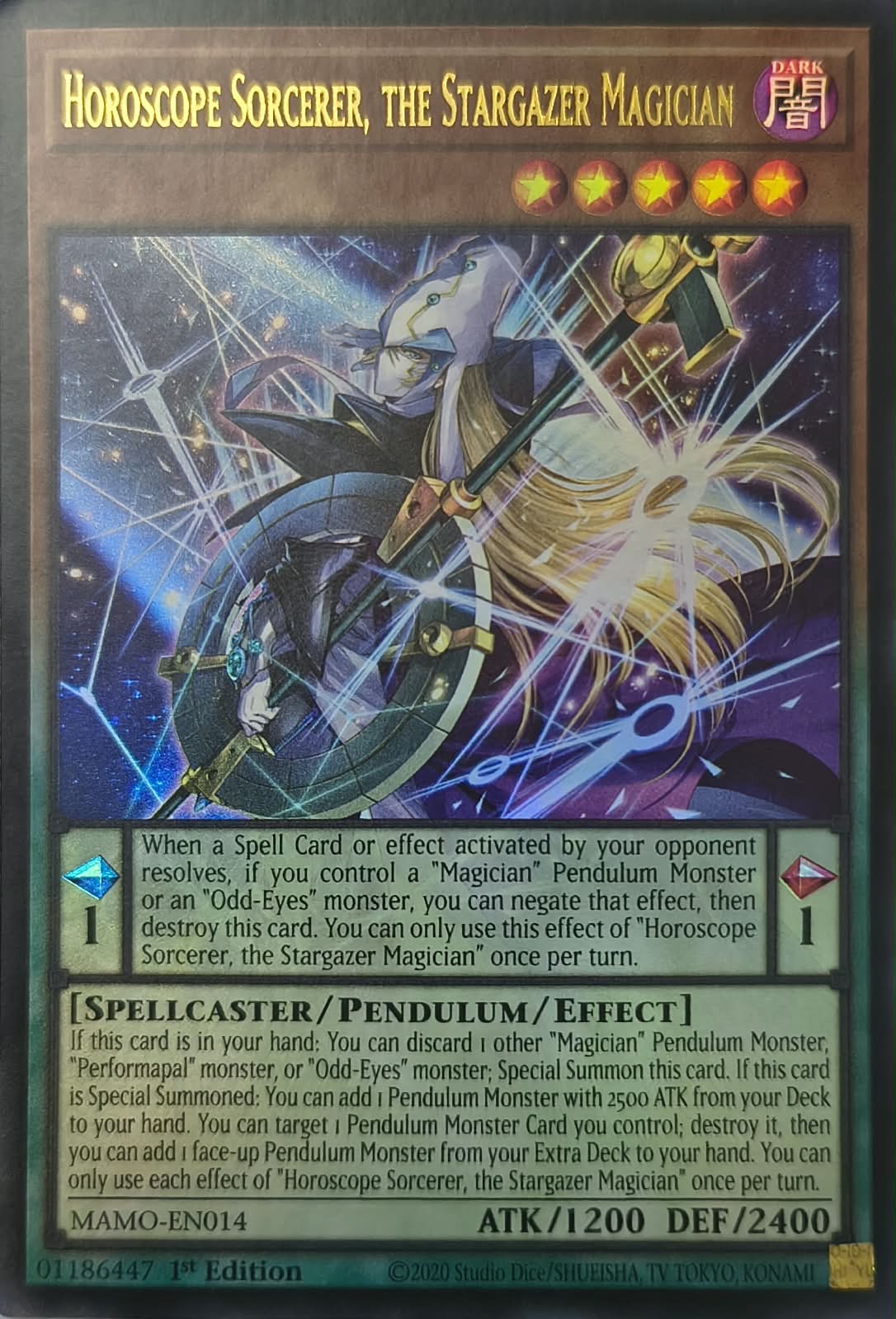 Yugioh! Horoscope Sorcerer, The Stargazer Magician Mamo-en014 1st Edition Ultra Rare