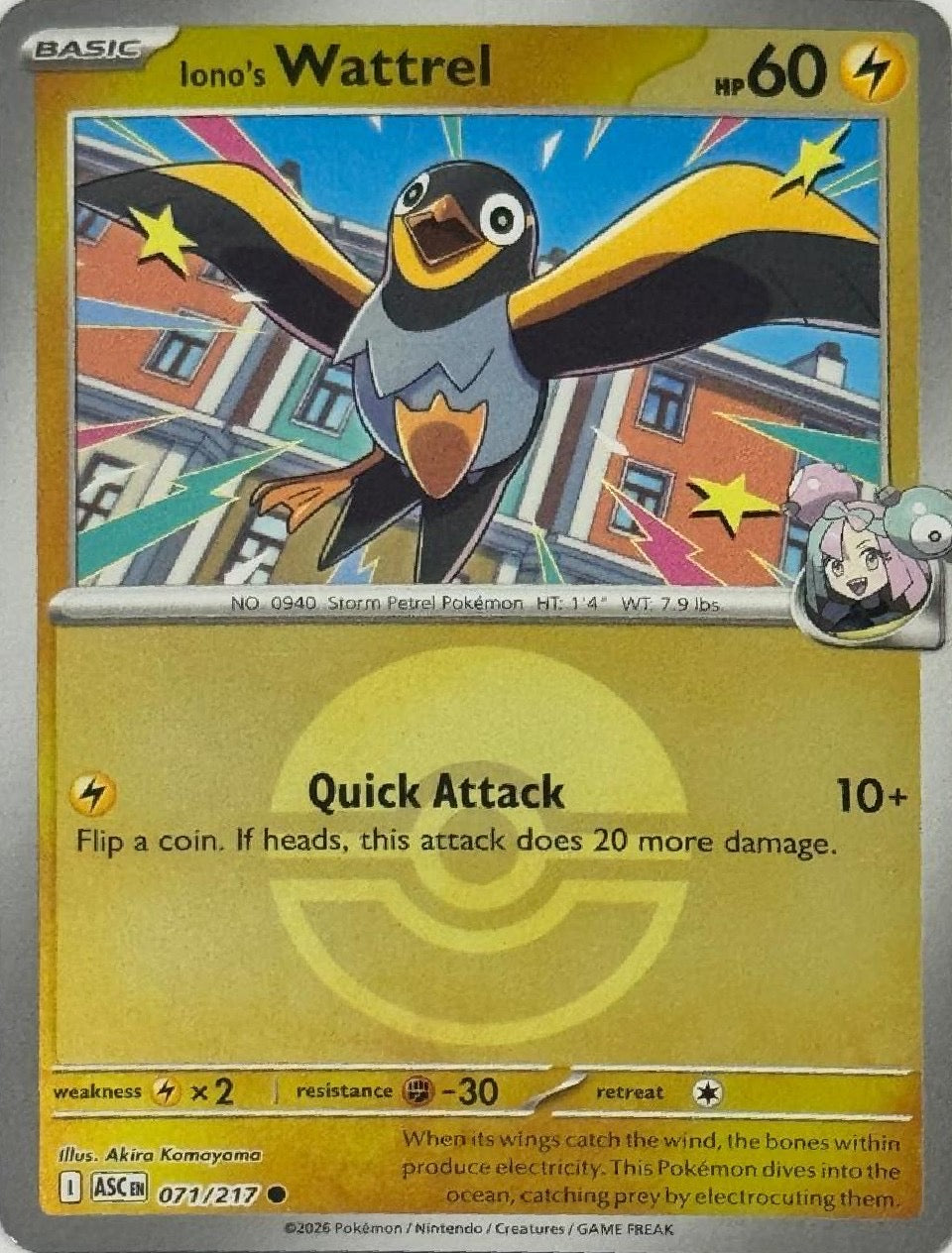 Pokémon Tcg Iono's Wattrel 071/217 (Poke Ball)