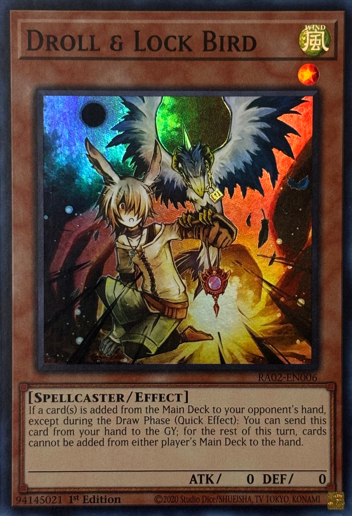 Yugioh! Droll & Lock Bird Ra02-en006 1st edition Super rare