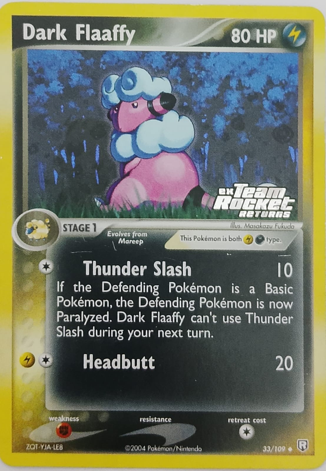 Pokémon tcg Dark flaaffy 33/109 holo (Team Rocket Return)