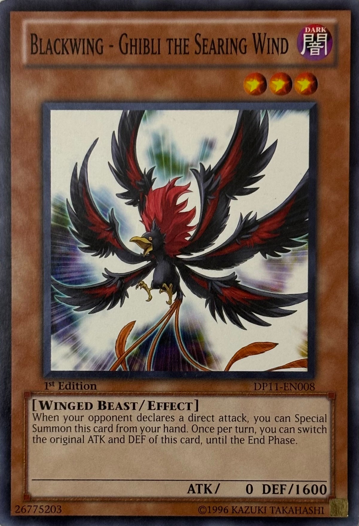 Yugioh! Blackwing - Ghibli The Searing Wind Dp11-en008 1st edition
