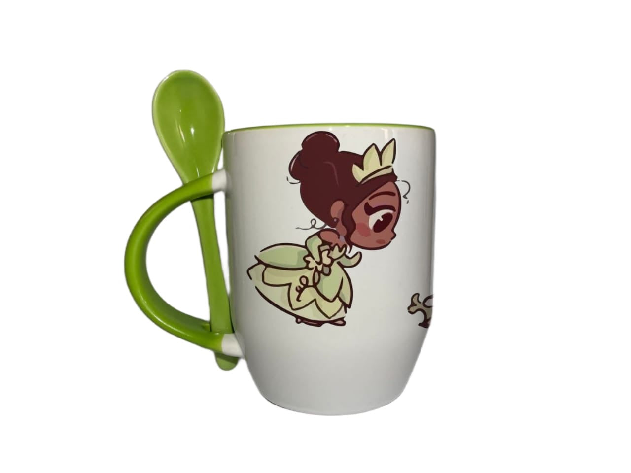 Taza Con Cuchara Verde Claro Princesa Tiana La princesa y El Sapo