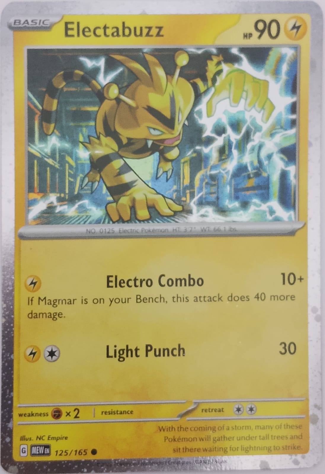 Pokémon tcg Electobuzz 125/165 (holo cosmo)