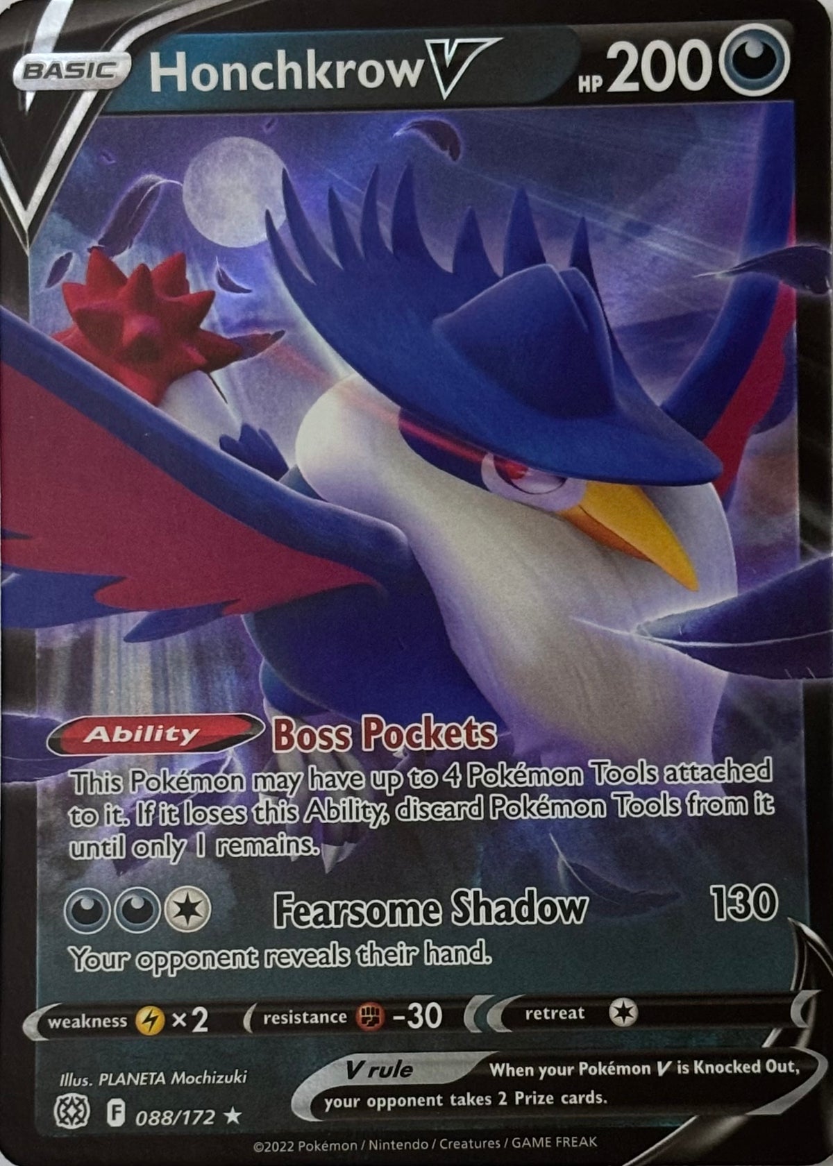 Pokemon Tcg Honchkrow V 088/172