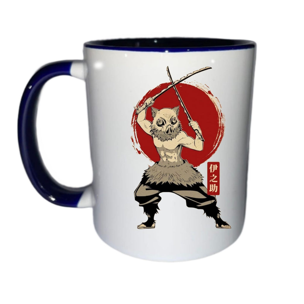 Taza Fondo De Color Azul Marino Inosuke Hashibira