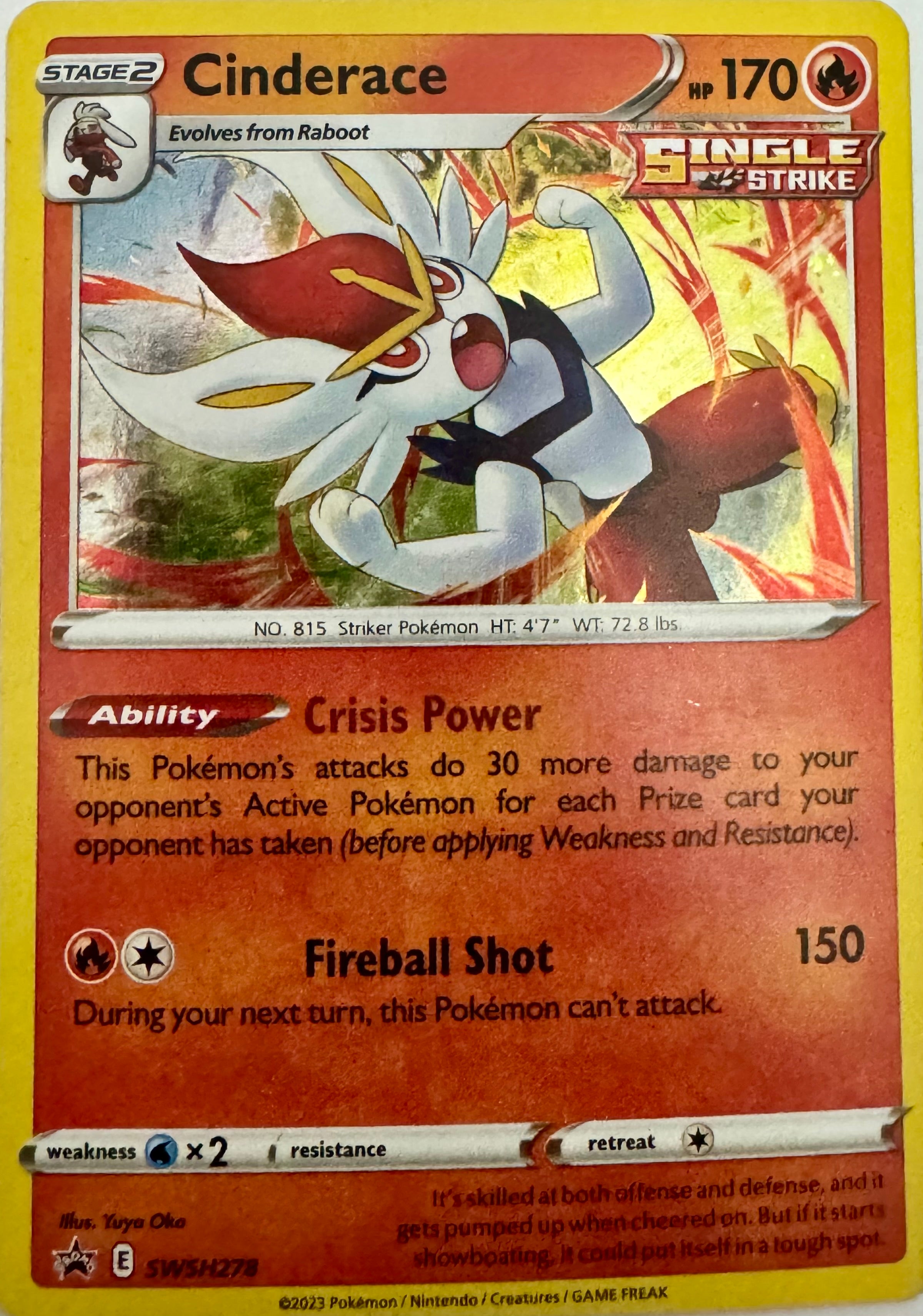 Pokémon Tcg Cinderace Swsh278 (Single Strike) Stamped