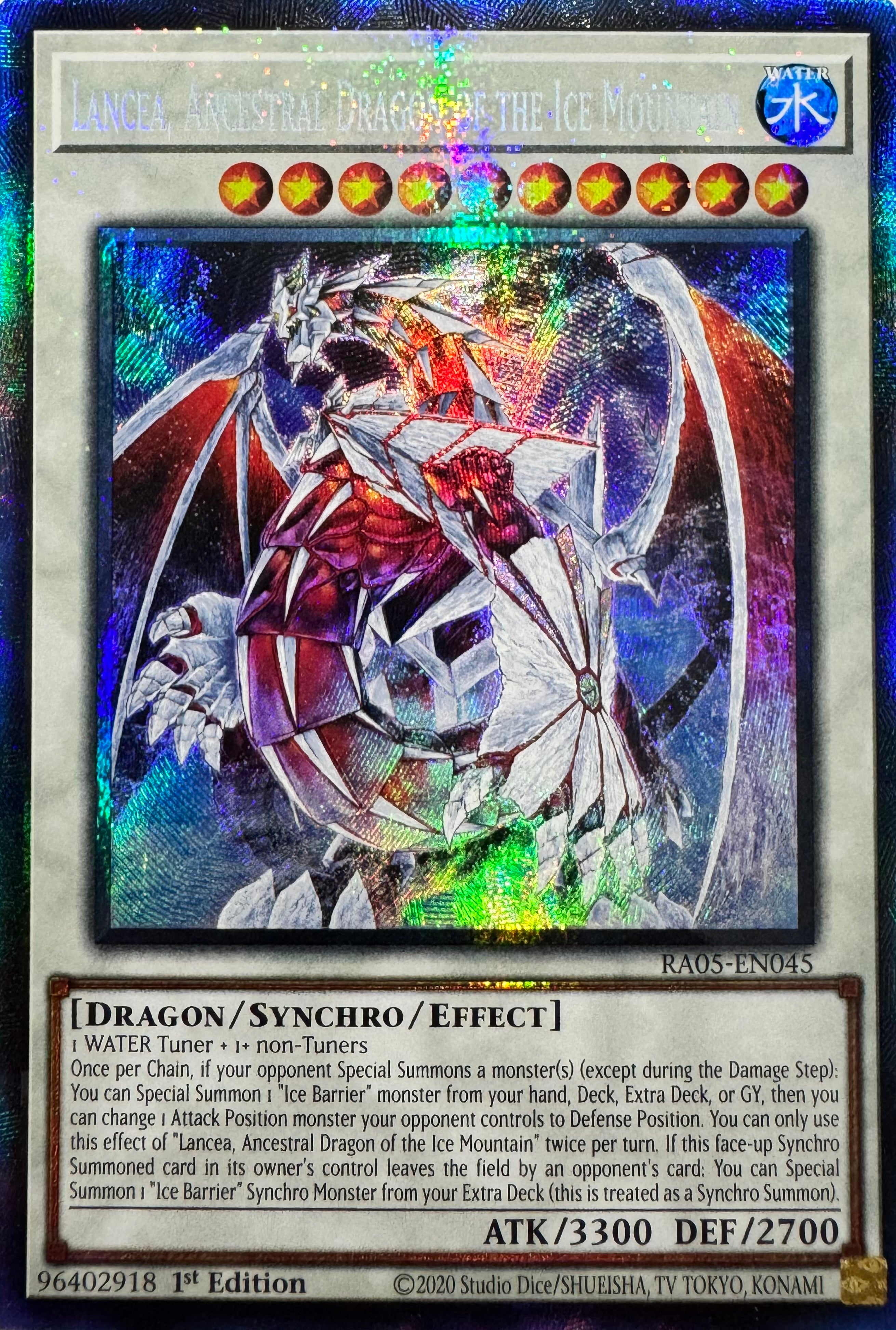 Yugioh! Lancea, Ancestral Dragon Of The Ice Mountain Ra05-en045 1st Edition Collector
