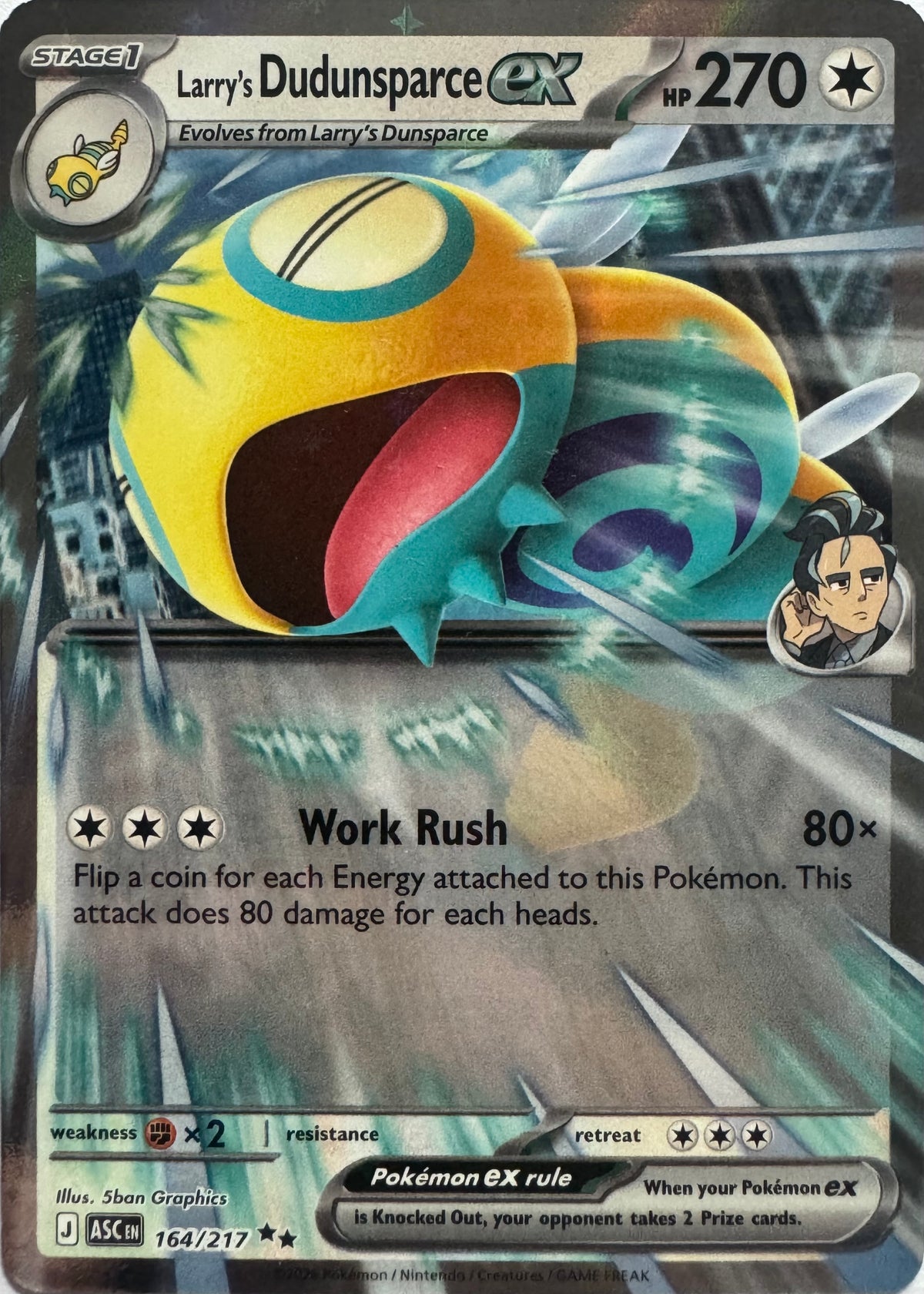 Pokemon Tcg Larry’s Dudunsparce Ex 164/217 Ultra Rare