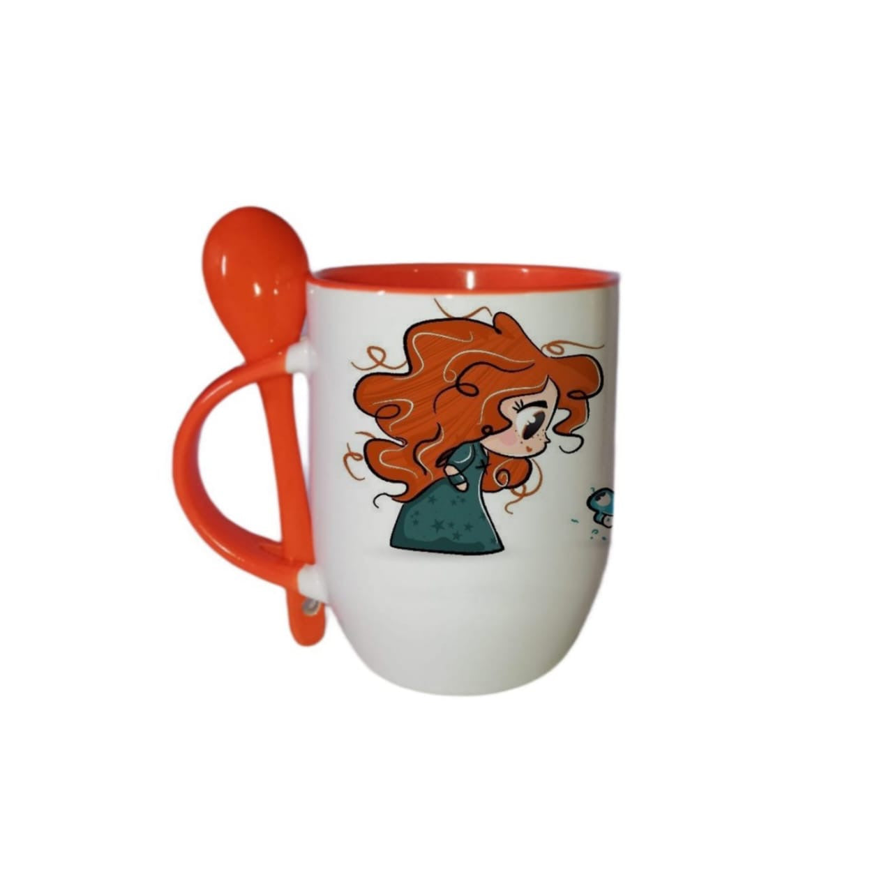 Taza Con Cuchara Naranja Princesa Mérida Valiente