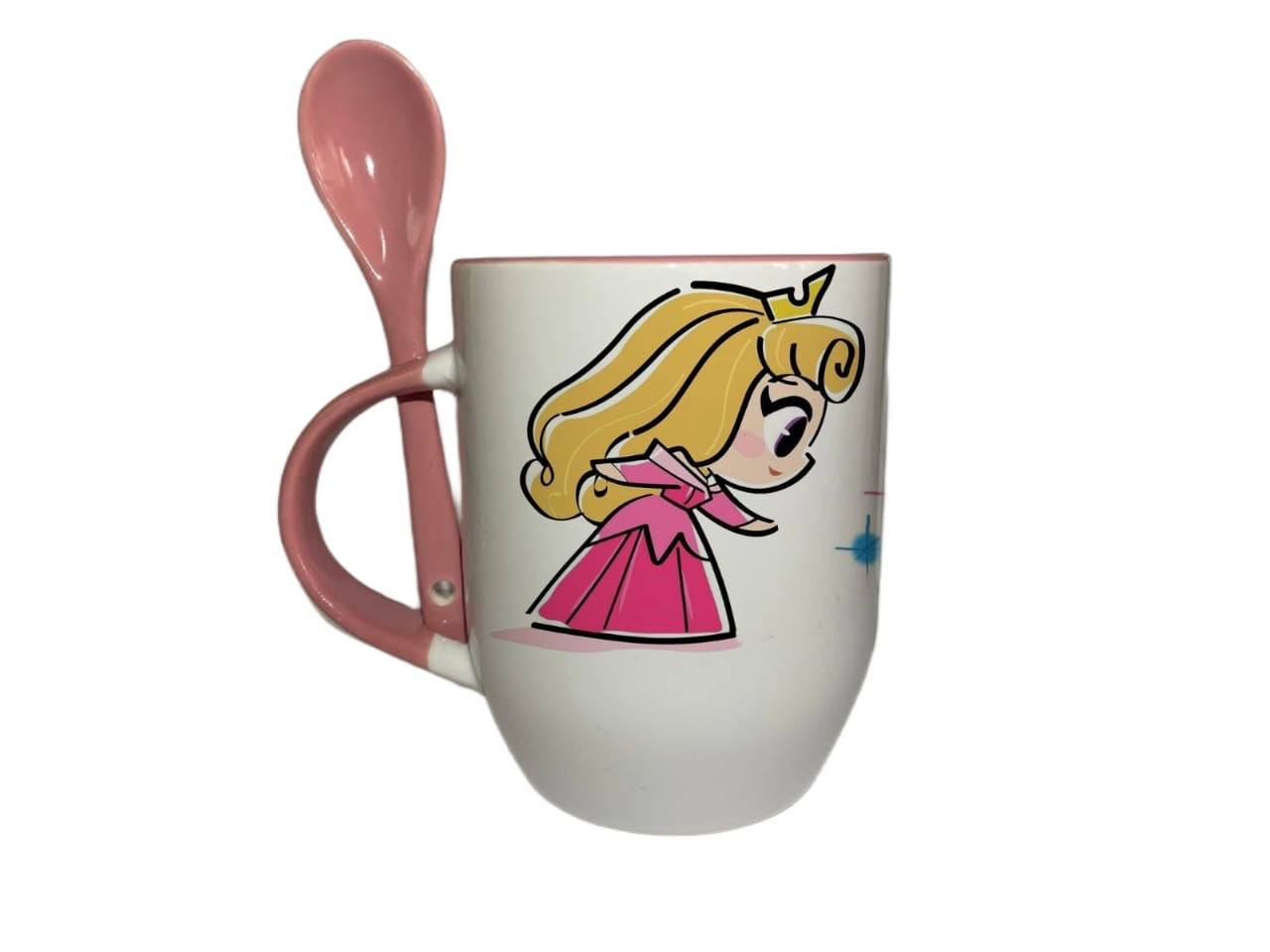 Taza Con Cuchara Rosa Princesa Aurora La Bella Durmiente