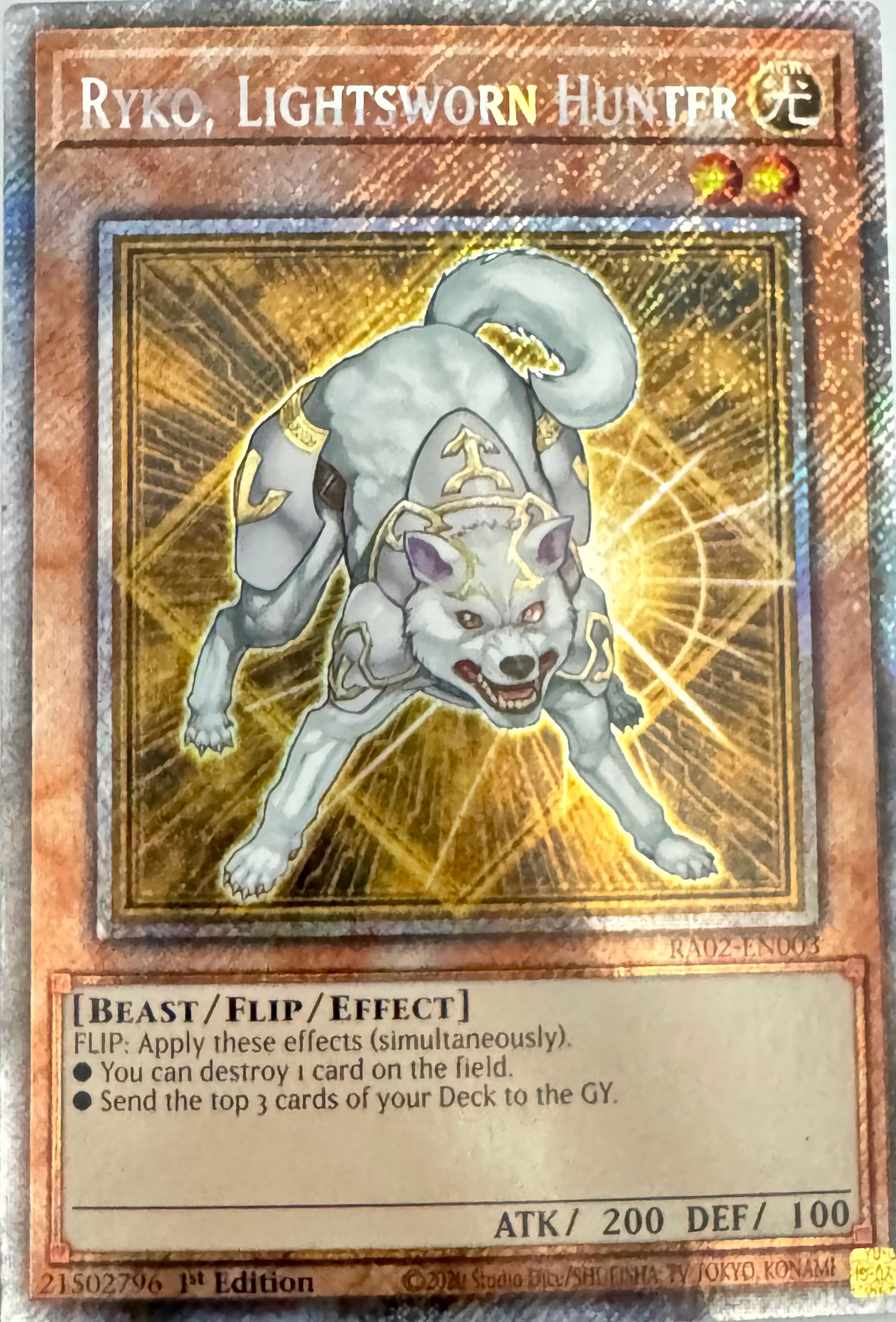 Yugioh! Ryko, Lightsworn Hunter Ra02-en003 Platinum Rare