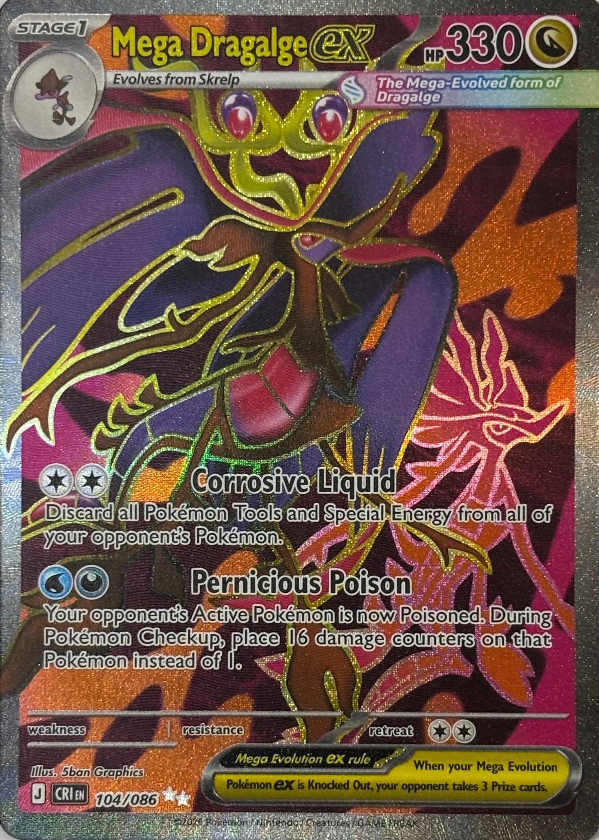 Pokemon Tcg Mega Dragalge ex 104/086 Ultra rare