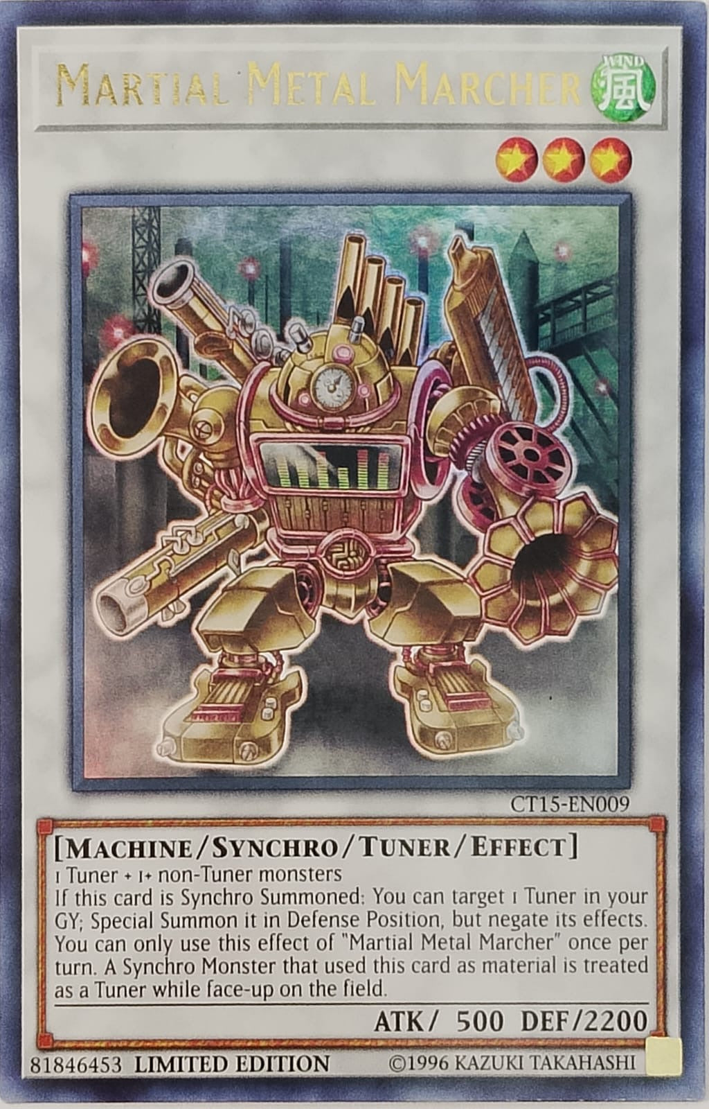Yugioh! Martial Metal Marcher CT15-EN009 limited edition ultra Rare
