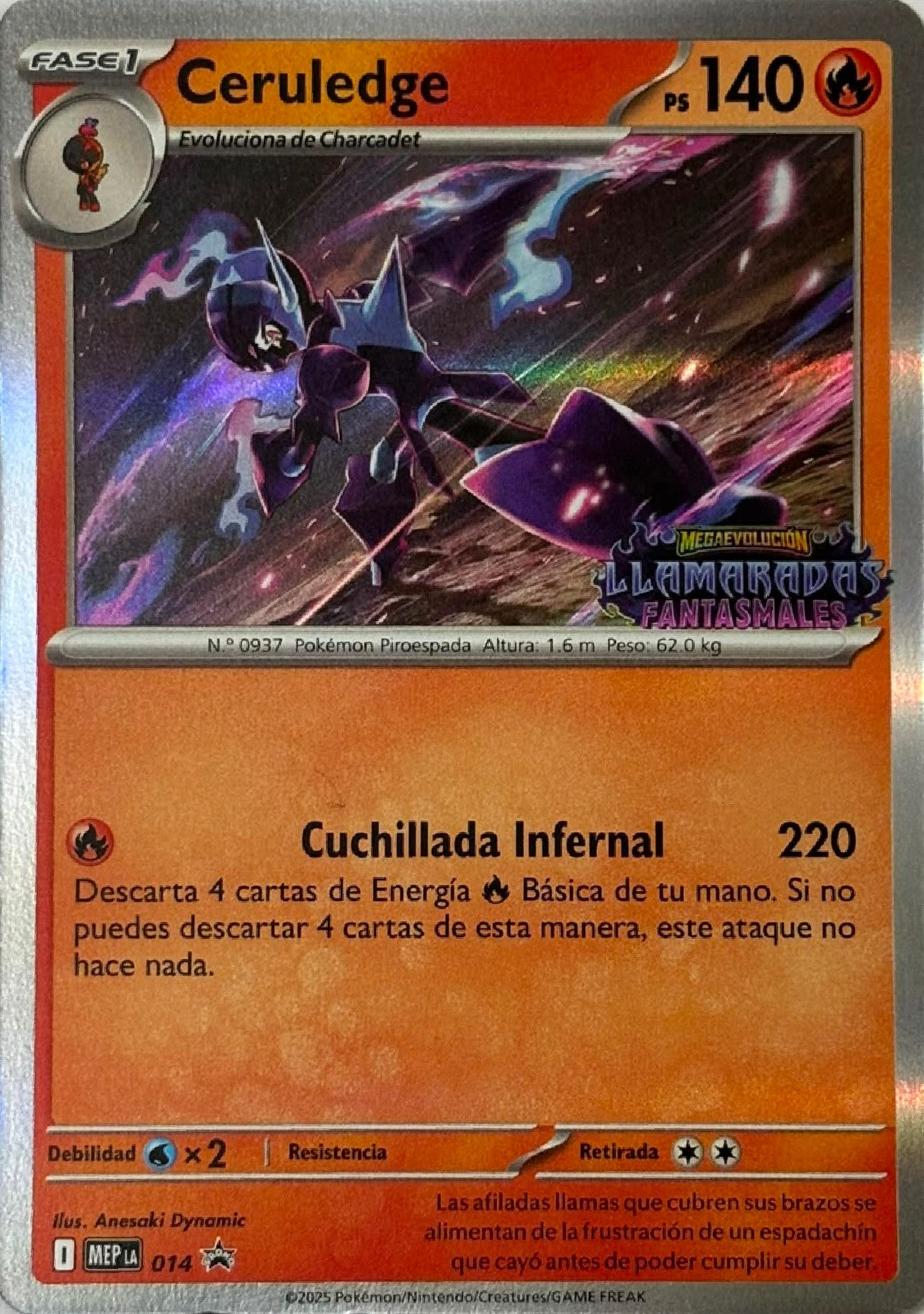 Pokemon Tcg Ceruledge 014 Holo (Español)(Llamaradas Fantasmales)